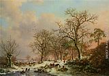 Winter Wall Art - Wood gatherers in a winter landscape with a castle beyond